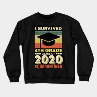 Vintage I Survived 4th Grade Funny Quarantine Graduation Class Of 2020 Quarantined Kids Boy Girls Gift Crewneck Sweatshirt